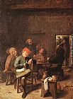 Adriaen Brouwer Peasants Smoking and Drinking painting